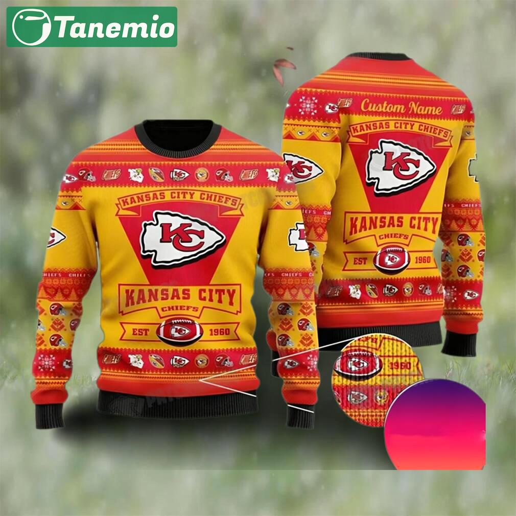 Kansas city football est 1960 personalized ugly christmas sweater nfl chiefs fan gift Christmas Ugly Sweater