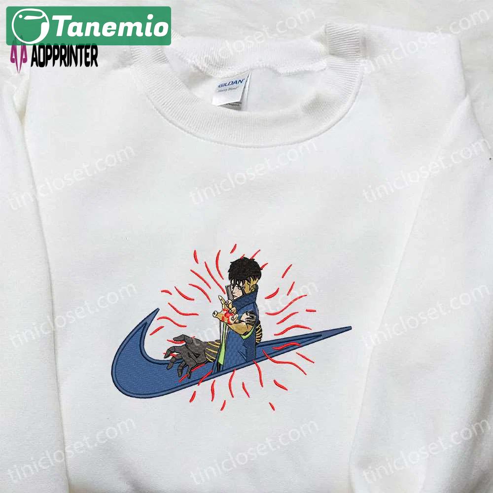 Kawaki x nike swoosh anime embroidered shirt – naruto inspired nike inspired trendy design Embroidered Shirt