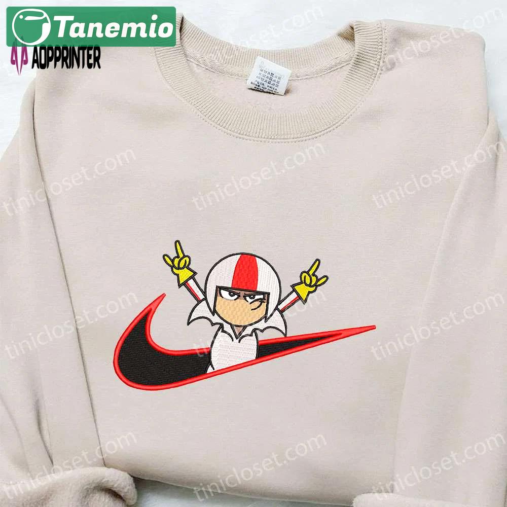 Kick buttowski x nike swoosh cartoon sweatshirt – suburban daredevil & nike inspired embroidered shirt Embroidered Shirt