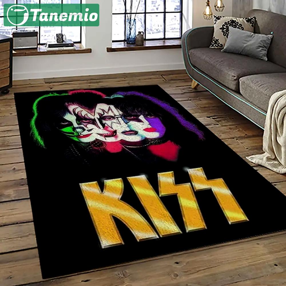Kiss rock band music retangle carpet area rug home decor best gift for fan and friends as2 Rectangle Rug