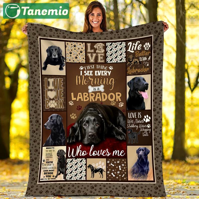Labrador retriever dog lovers fleece blanket quilt i see every morning is a labrador fleece blanket quilt birthday gifts Quilt Blanket
