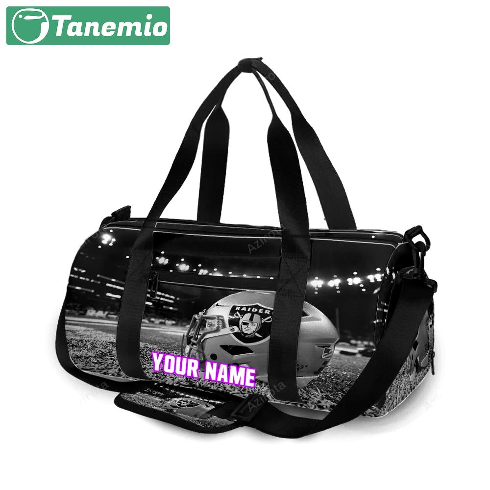 Las vegas raiders helmet in the grass personalized name travel bag gym bag 1456 Travel Bag