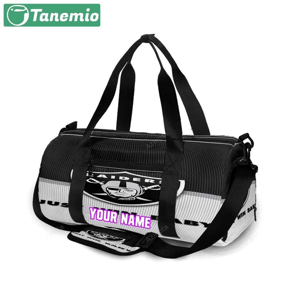 Las vegas raiders just win baby personalized name travel bag gym bag 317 Travel Bag