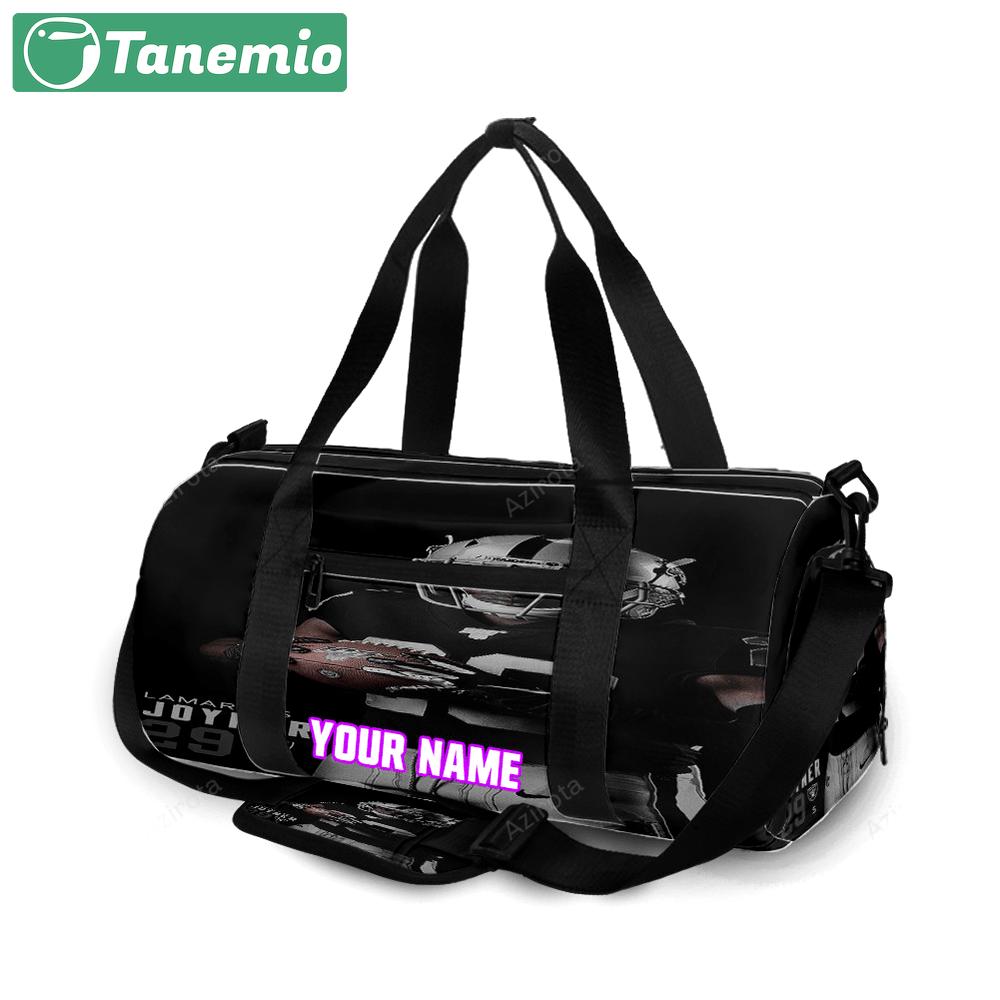 Las vegas raiders lamarcus joyner 29 personalized name travel bag gym bag 451 Travel Bag