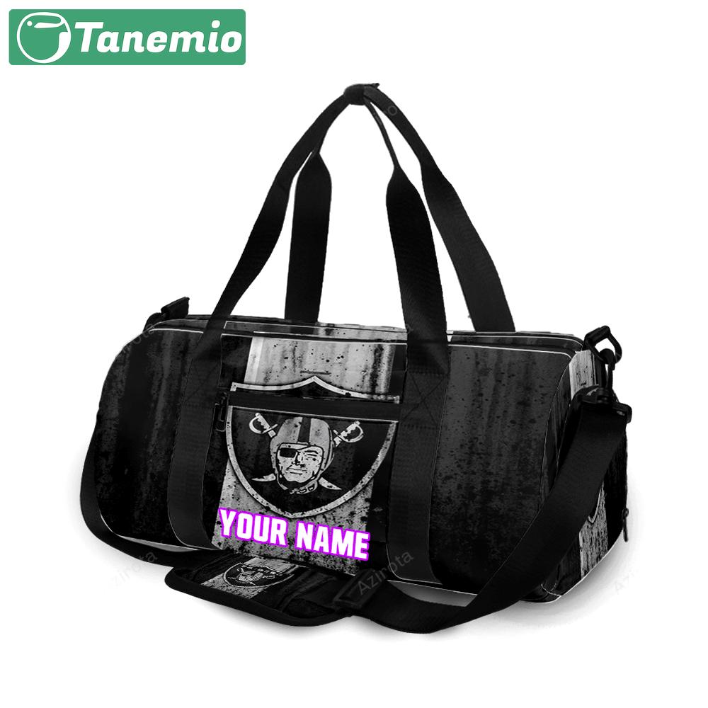 Las vegas raiders logo art grunge personalized name travel bag gym bag 374 Travel Bag