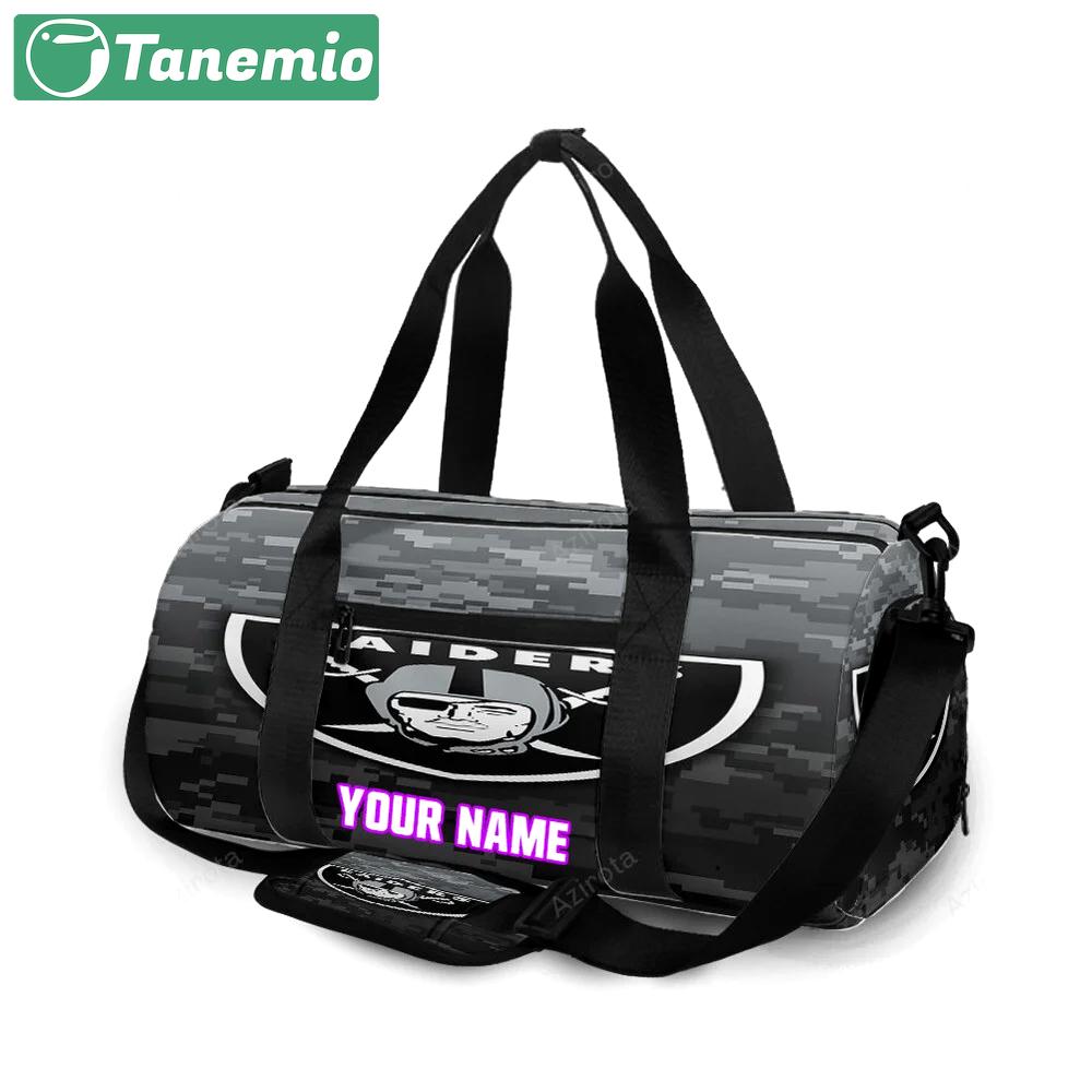 Las vegas raiders logo pattern camo personalized name travel bag gym bag 2086 Travel Bag