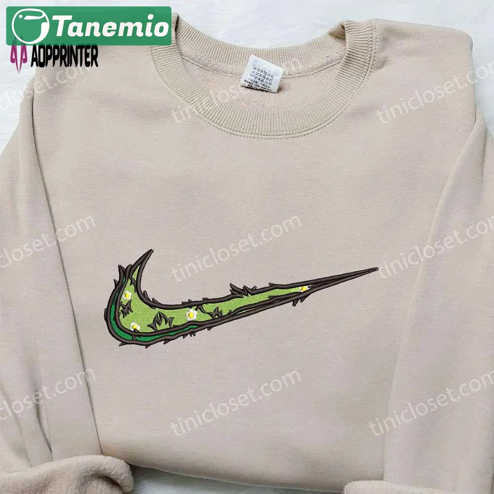 Leaves & flowers x nike hoodie & shirt: best birthday gift ideas nike inspired embroidery Embroidered Shirt