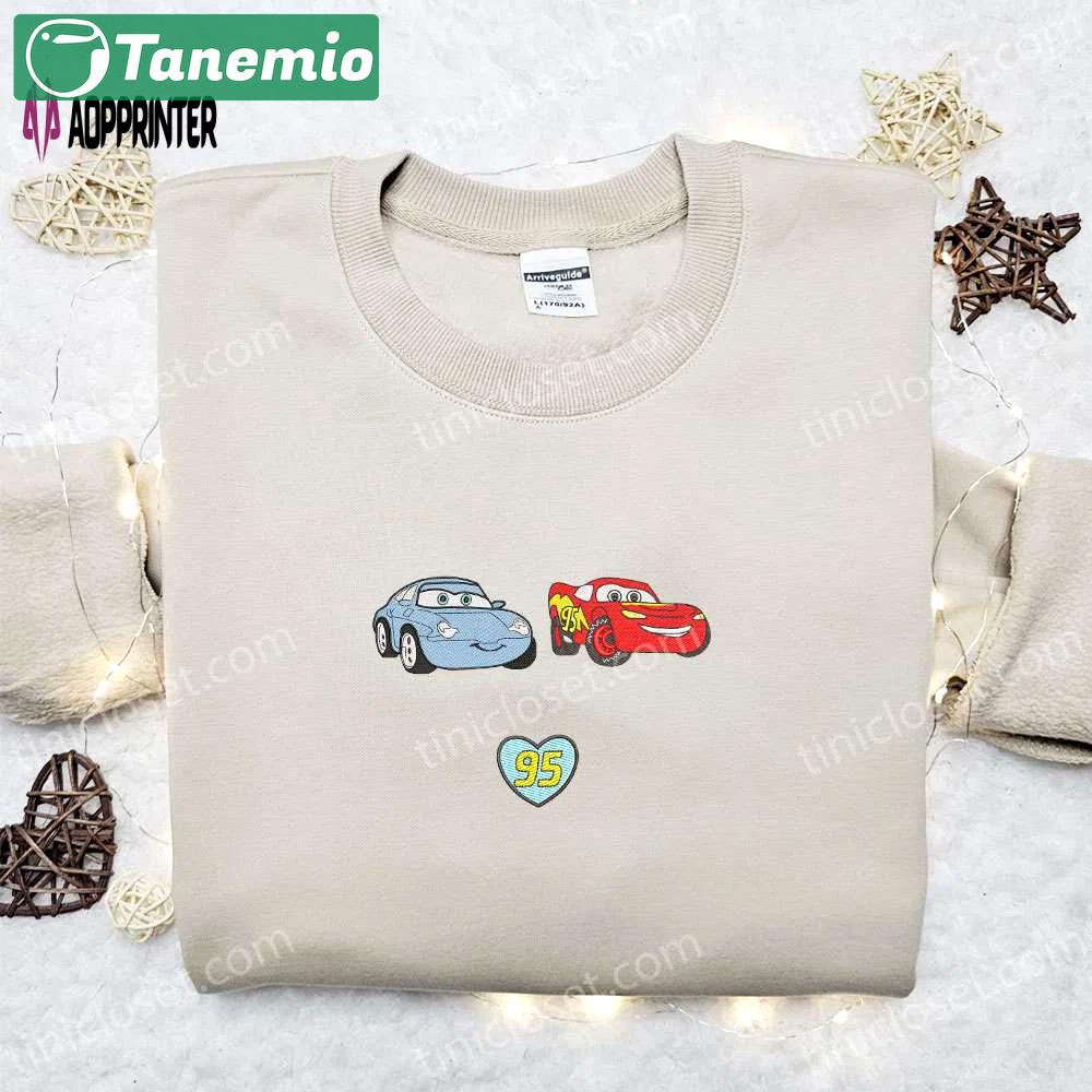 Lightning mcqueen & sally carrera 95 embroidered shirt & hoodie: perfect disney cars valentine gift Embroidered Shirt