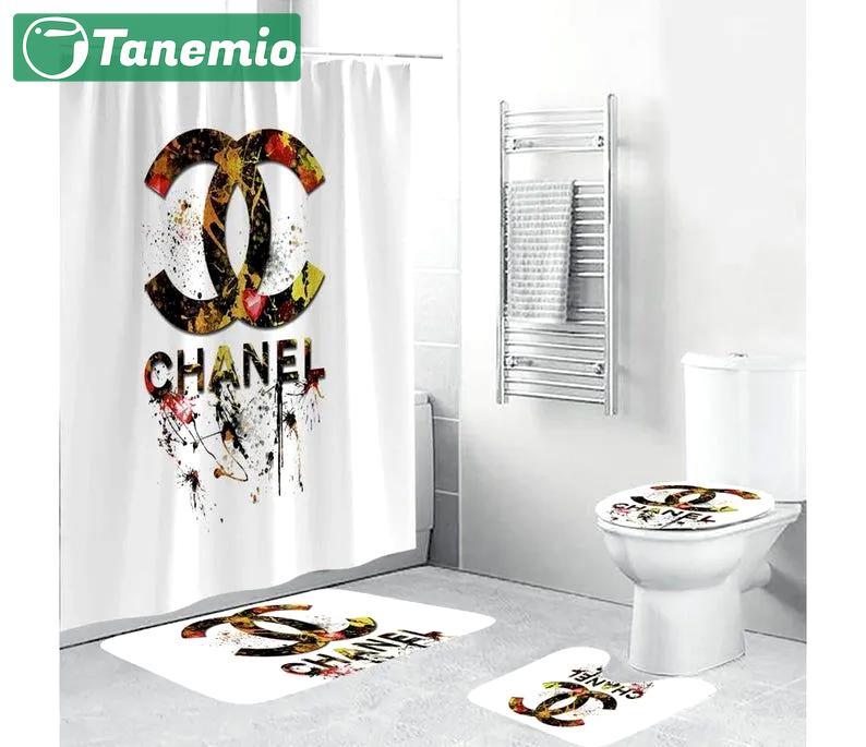 Limited edition chanel bathroom carpet shower curtain set - easy absorb water and dust good slip resistance - style 13 105 Bathroom Set