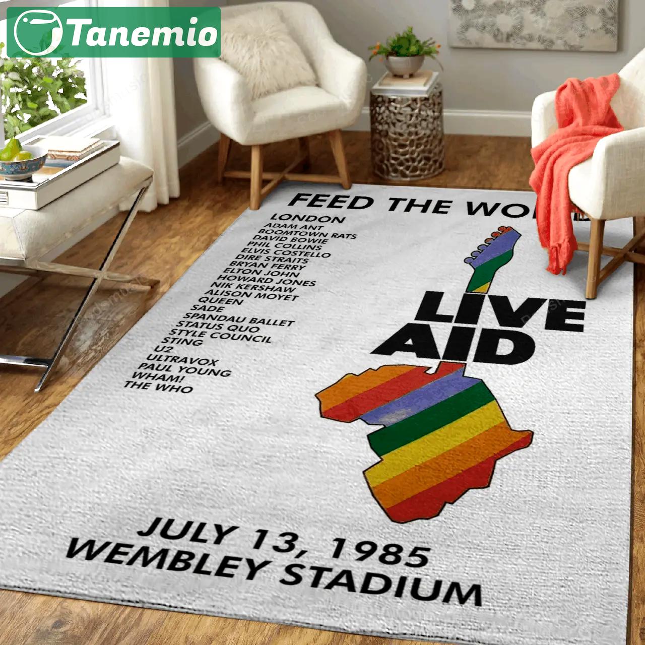 Live aid london wembley music art for fans area rug living room carpet rug regtangle carpet floor decor home decor Rectangle Rug