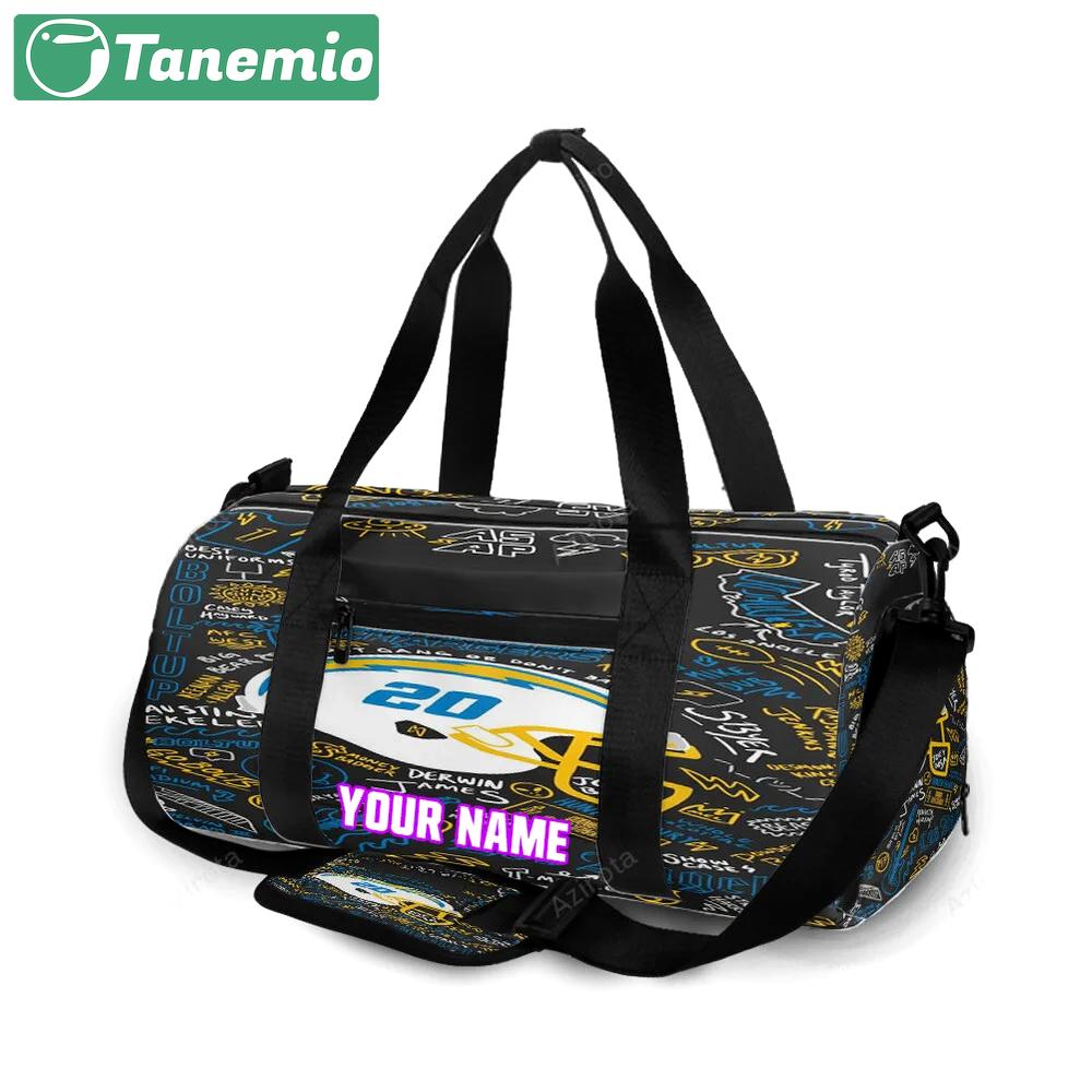 Los angeles chargers helmet text personalized name travel bag gym bag 2116 Travel Bag