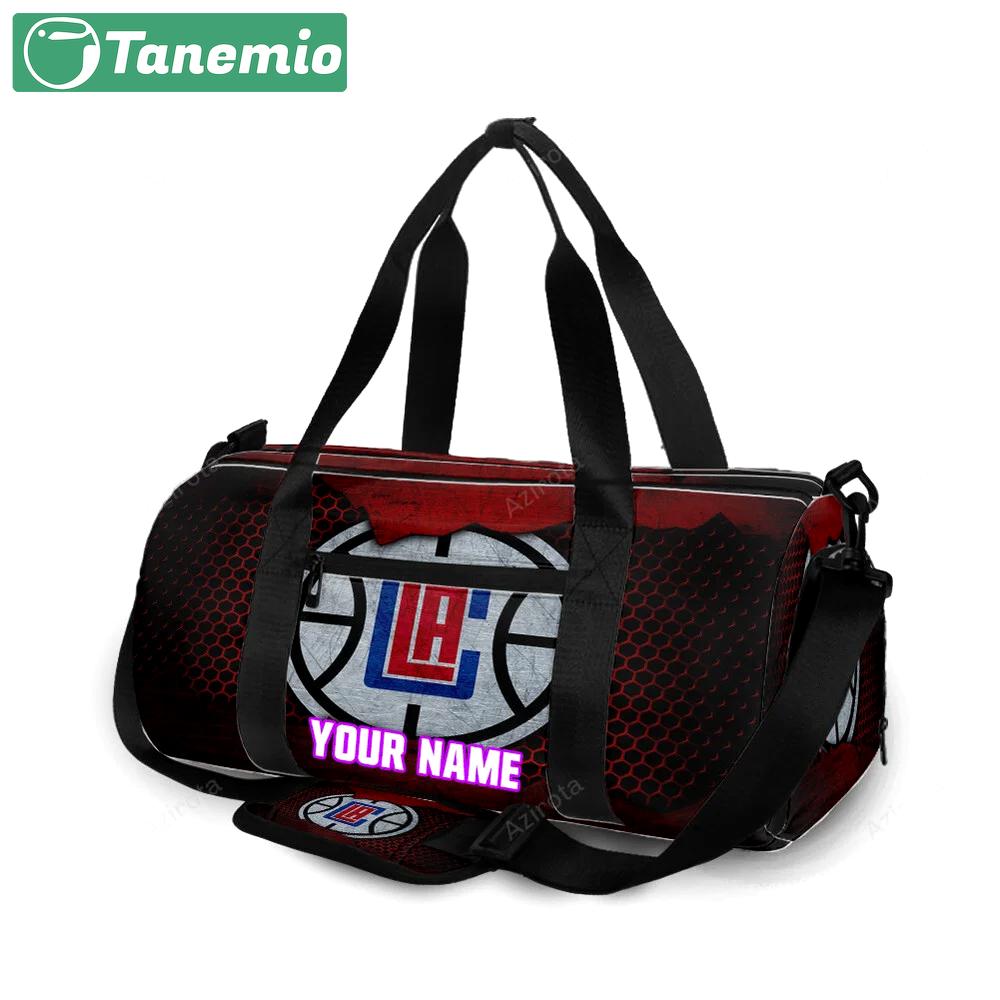 Los angeles clippers metal texture personalized name travel bag gym bag 1053 Travel Bag