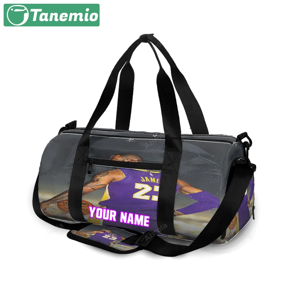 Los angeles lakers 23 lebron james v40 personalized name travel bag gym bag 1805 Travel Bag
