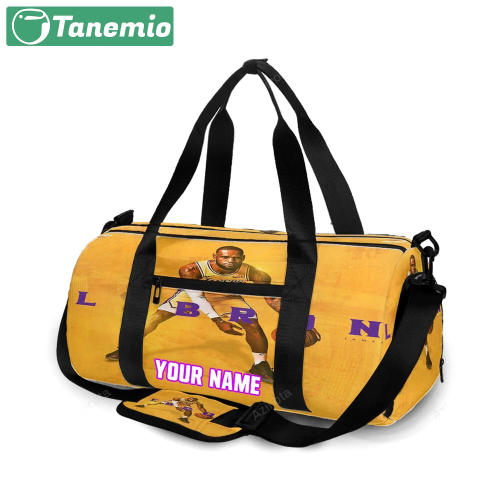 Los angeles lakers 23 lebron james v43 personalized name travel bag gym bag 1324 Travel Bag