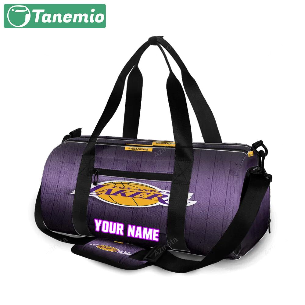 Los angeles lakers wooden v3 personalized name travel bag gym bag 1283 Travel Bag