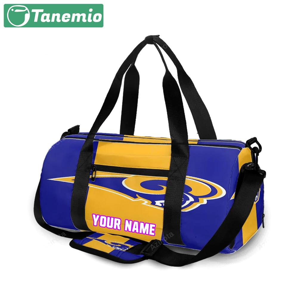 Los angeles rams blue yellow striped personalized name travel bag gym bag 2070 Travel Bag