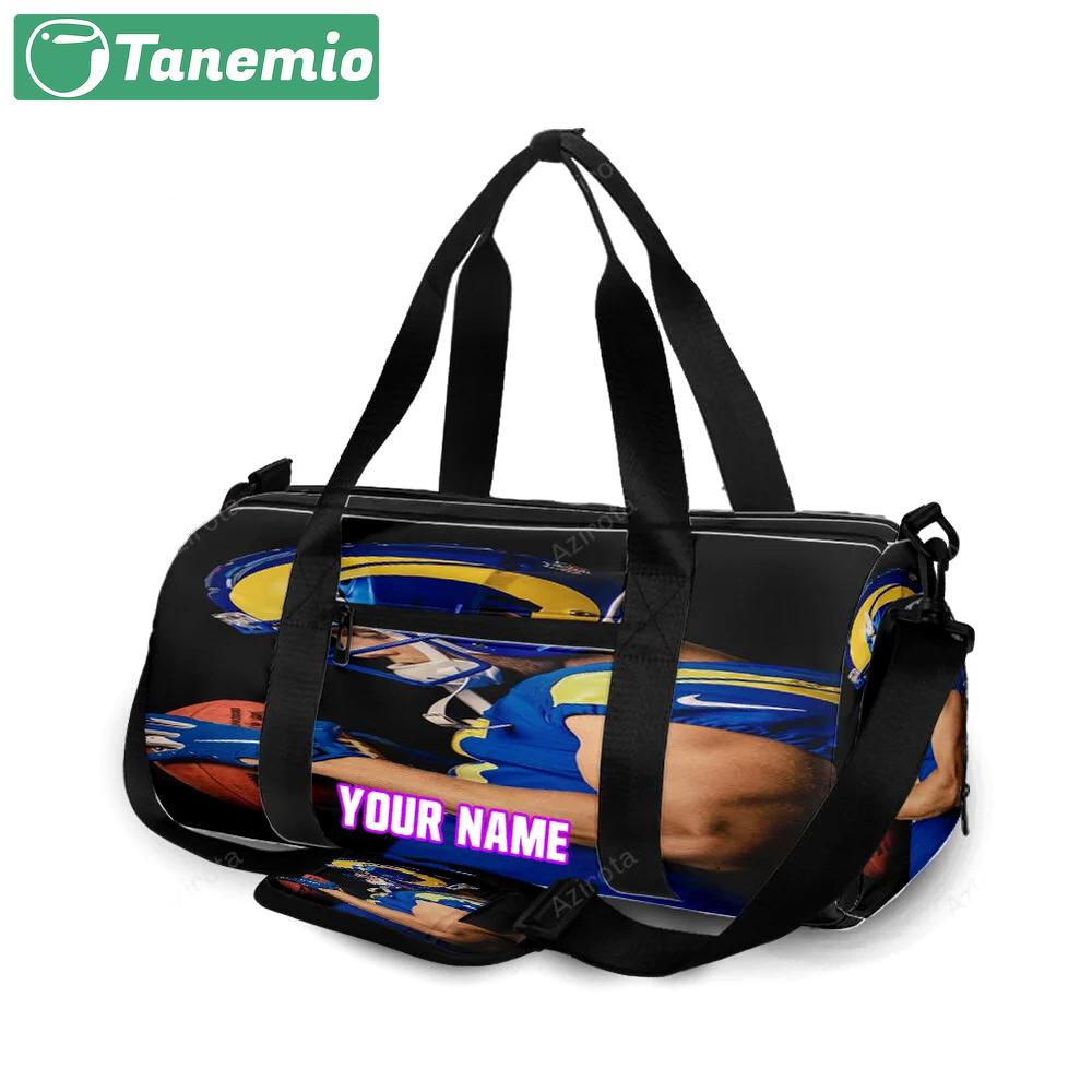 Los angeles rams cooper kupp1 personalized name travel bag gym bag 1387 Travel Bag