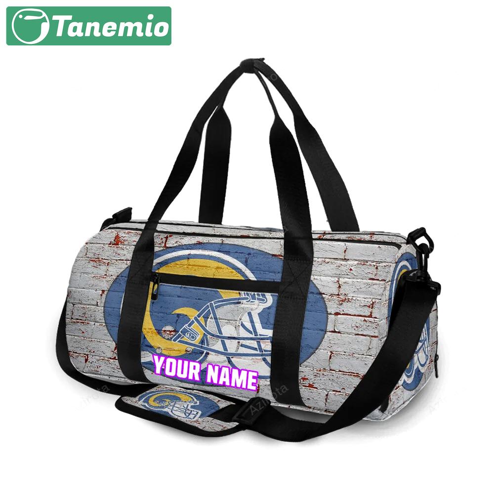 Los angeles rams helmet brick wall personalized name travel bag gym bag 392 Travel Bag