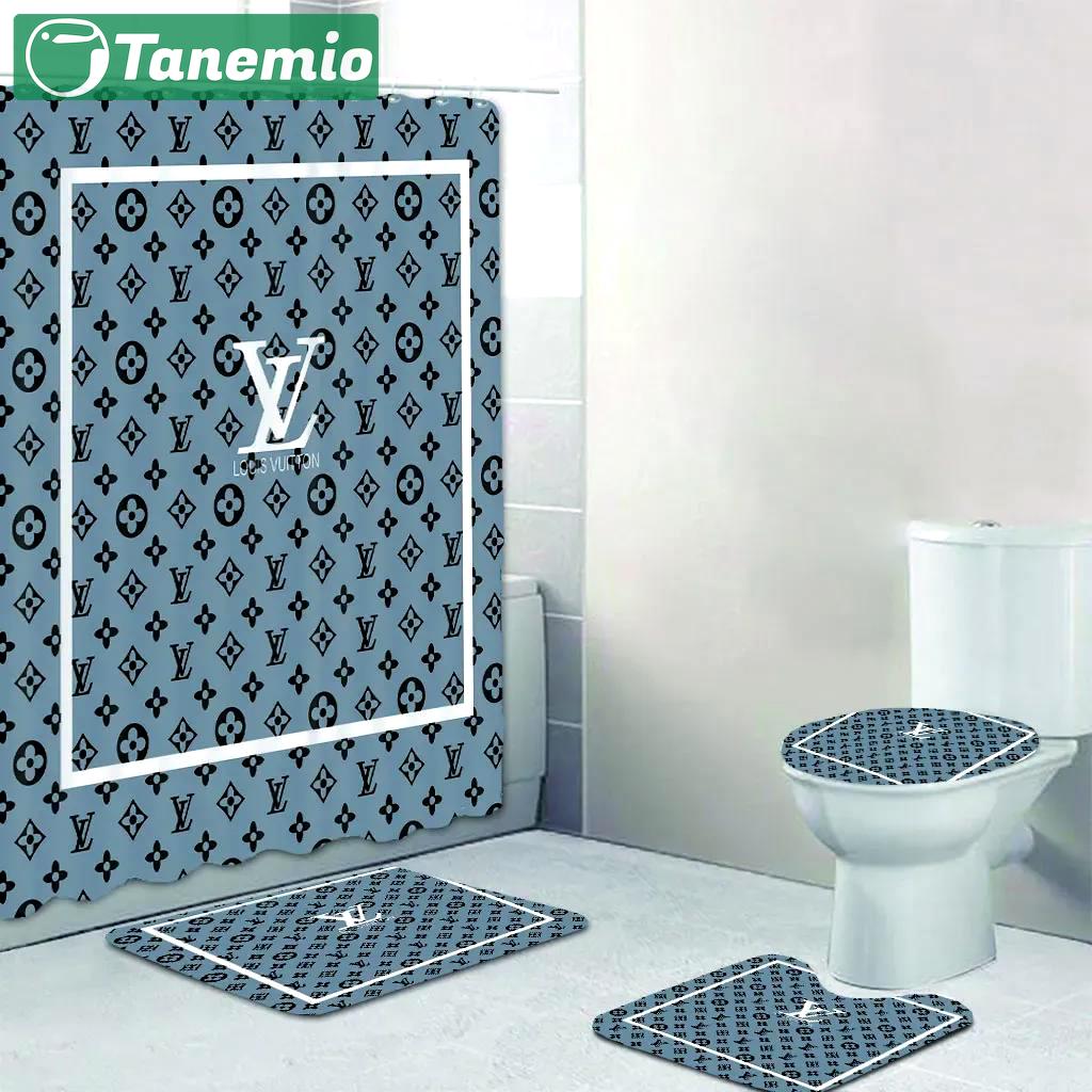 louis vitton gray white full bath mat hypebeast luxury fashion brand home decor bathroom sets Bathroom Set