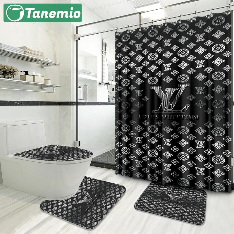 Louis vuitton bathroom set luxury shower curtain waterproof luxury brand hot 2023 46 Bathroom Accessory Sets