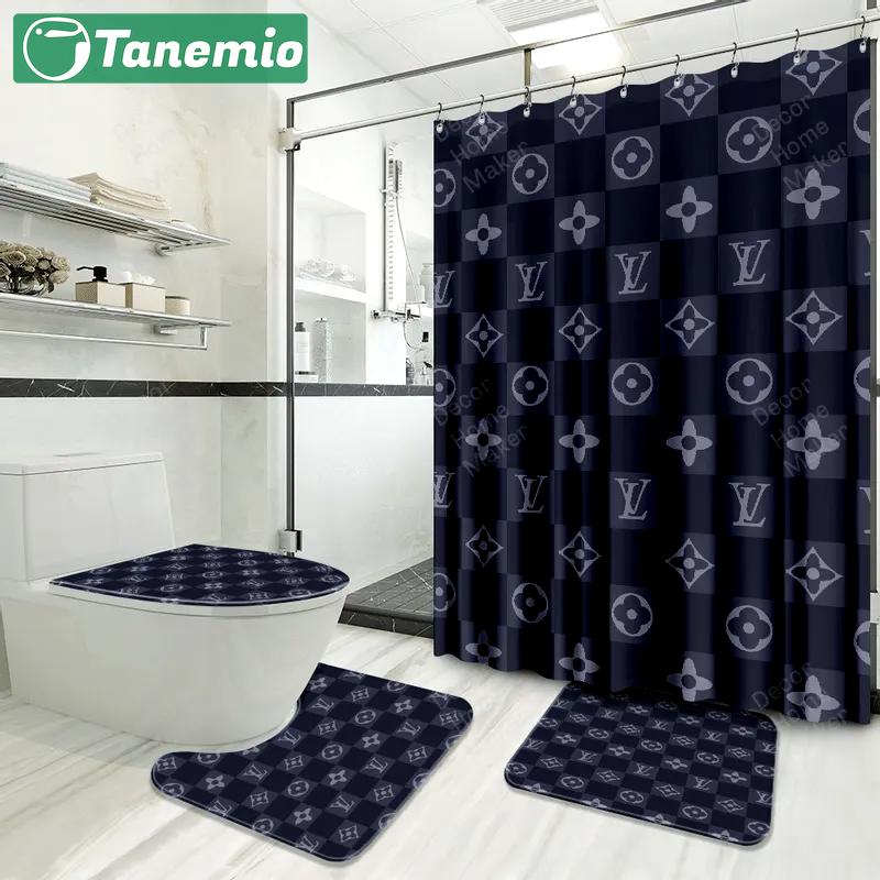 Louis vuitton bathroom set luxury shower curtain waterproof luxury brand with logo louis vuitton 41 304 Bathroom Set
