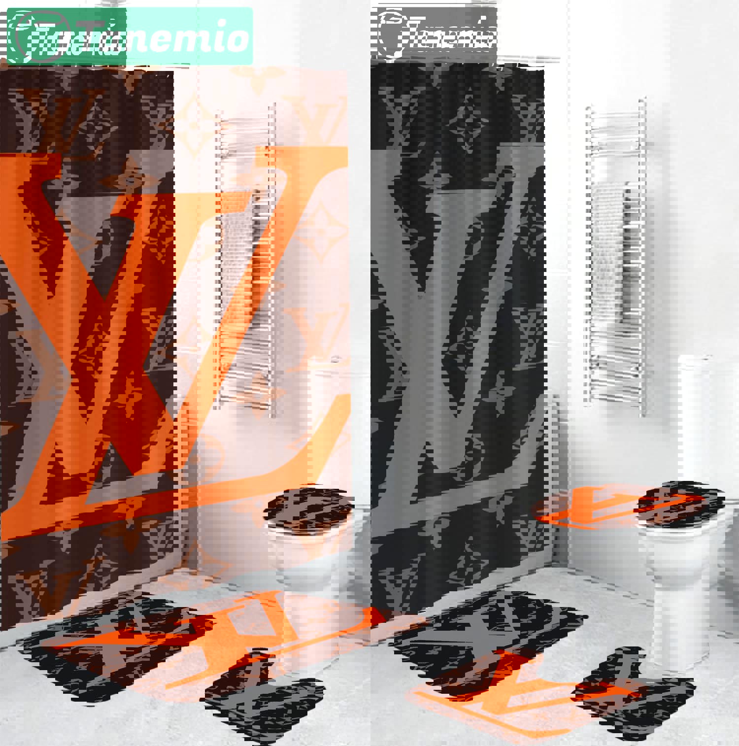 Louis vuitton big orange hypebeast bathroom sets home decor luxury fashion brand bath mat Bathroom Set