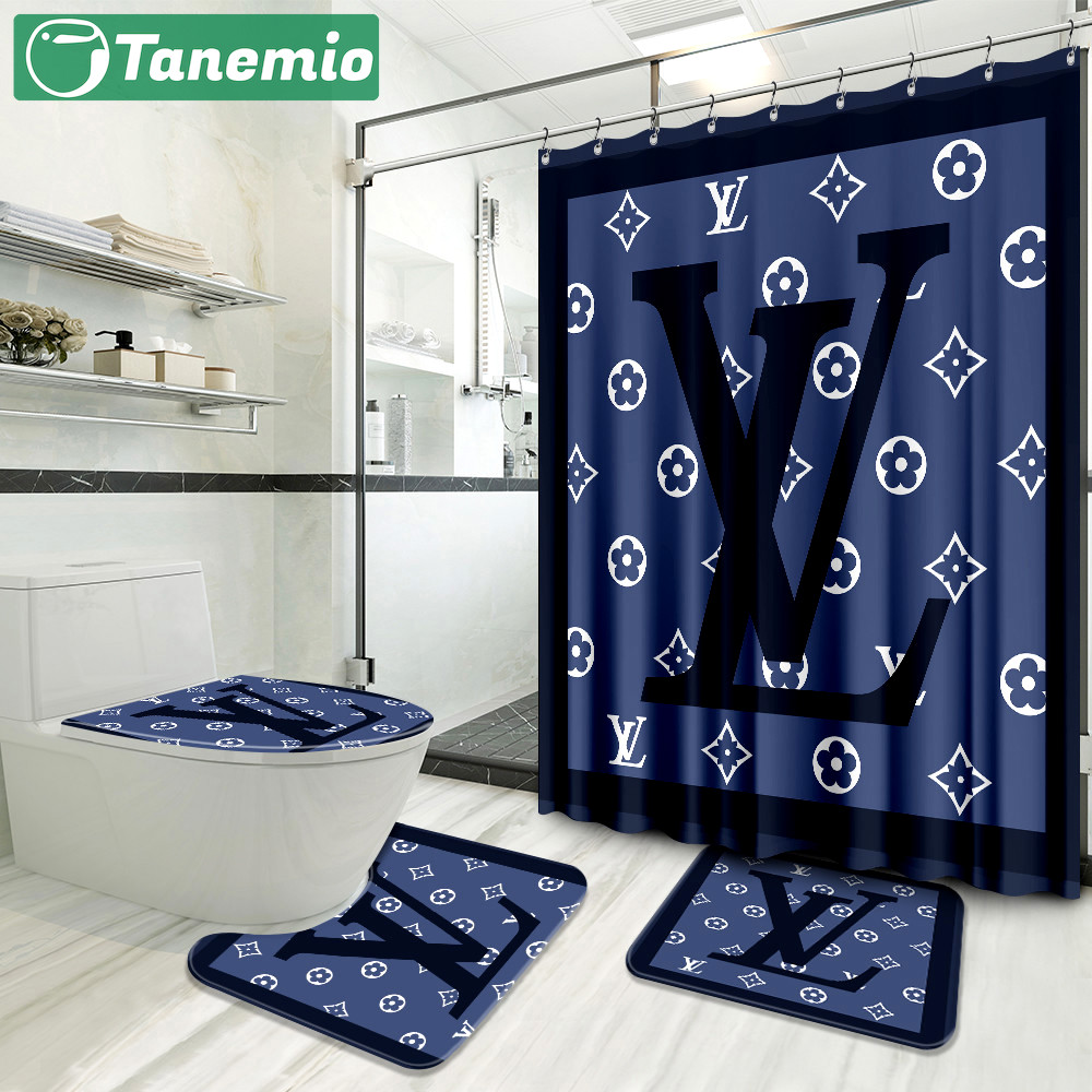 Louis vuitton blue bathroom set hypebeast bath mat luxury fashion brand home decor Bathroom Set