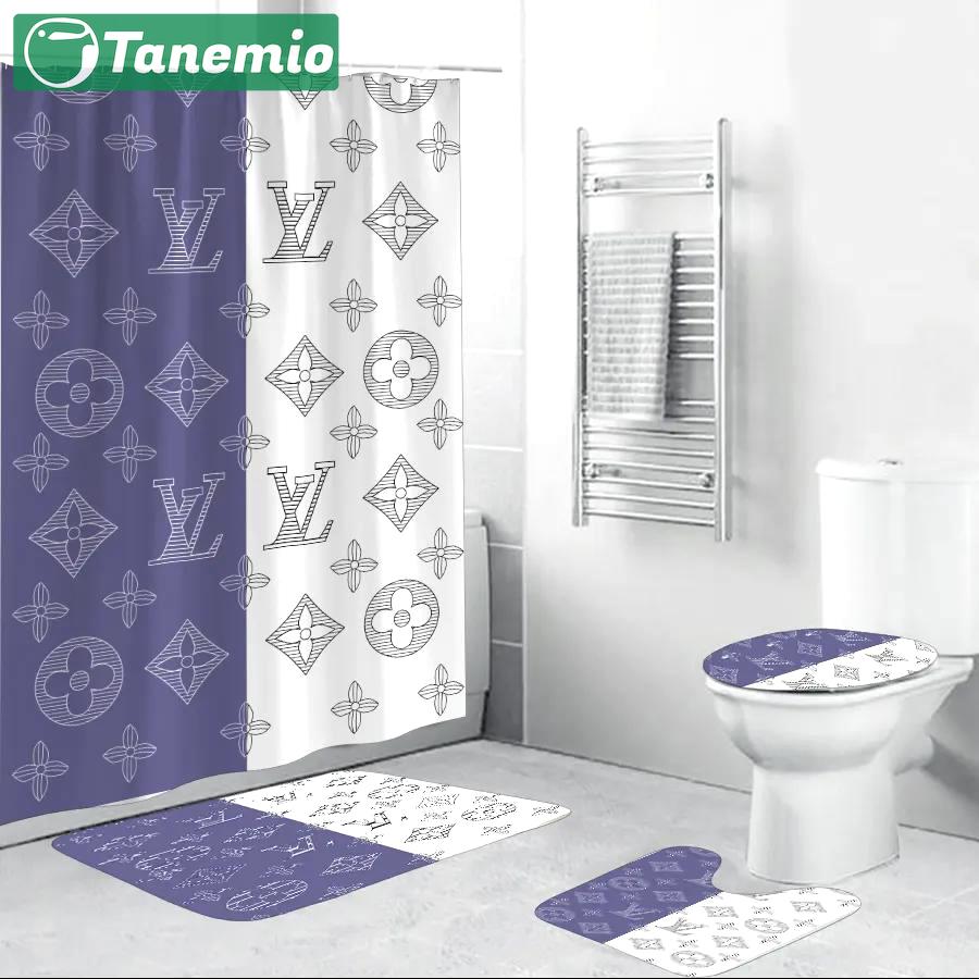 Louis vuitton blue white home decor luxury fashion brand hypebeast bath mat bathroom sets Bathroom Set