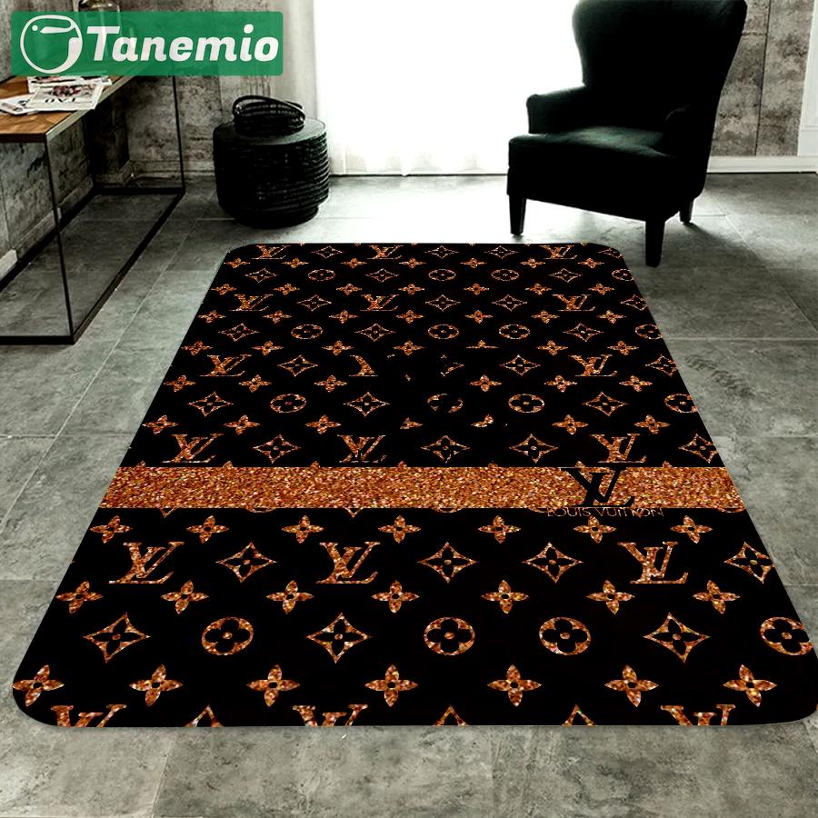 Louis vuitton brown logo type 490. Upgrade Your Living Room with Luxury Home Decor: Area Carpets, Floor Decor, Door Mats, and Hot Gift Items with style a High-End Fashion Brand Rectangle Rug