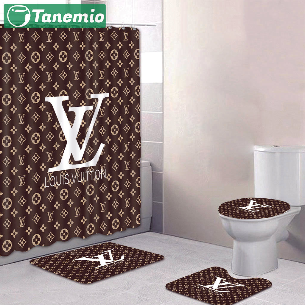 Louis vuitton brown luxury brand logo premium bathroom set home decor Bathroom Set