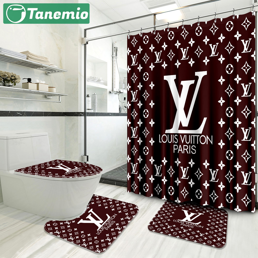 Louis vuitton dark red bathroom set home decor hypebeast luxury fashion brand bath mat Bathroom Set