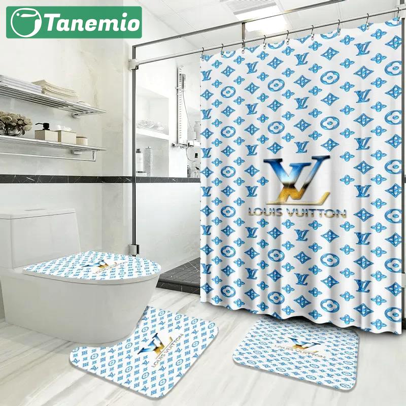 Louis vuitton fashion blue logo limited luxury brand bathroom set home decor Bathroom Set