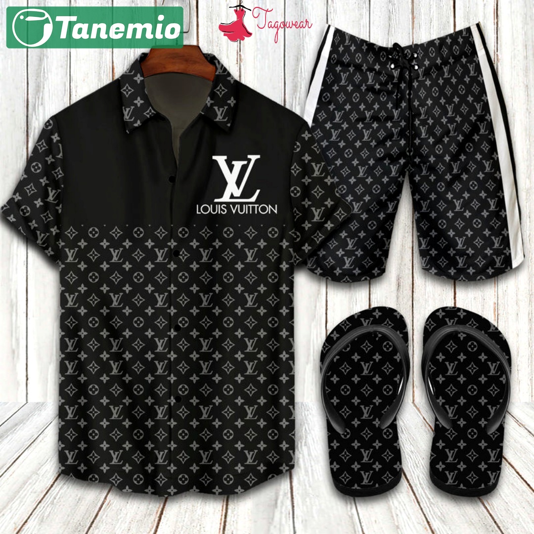 Louis vuitton  flip flops and combo hawaiian shirt, beach shorts luxury summer clothes style #184 Hawaii Shirt Shorts & Flip Flops