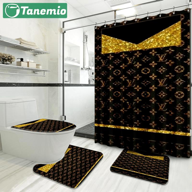 Louis vuitton golden luxury fashion brand home decor bath mat hypebeast bathroom sets Bathroom Set