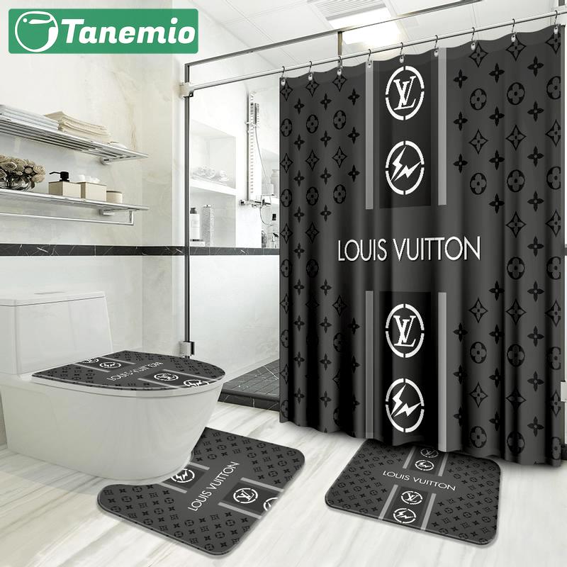 Louis vuitton grey bath mat hypebeast home decor bathroom sets luxury fashion brand Bathroom Set