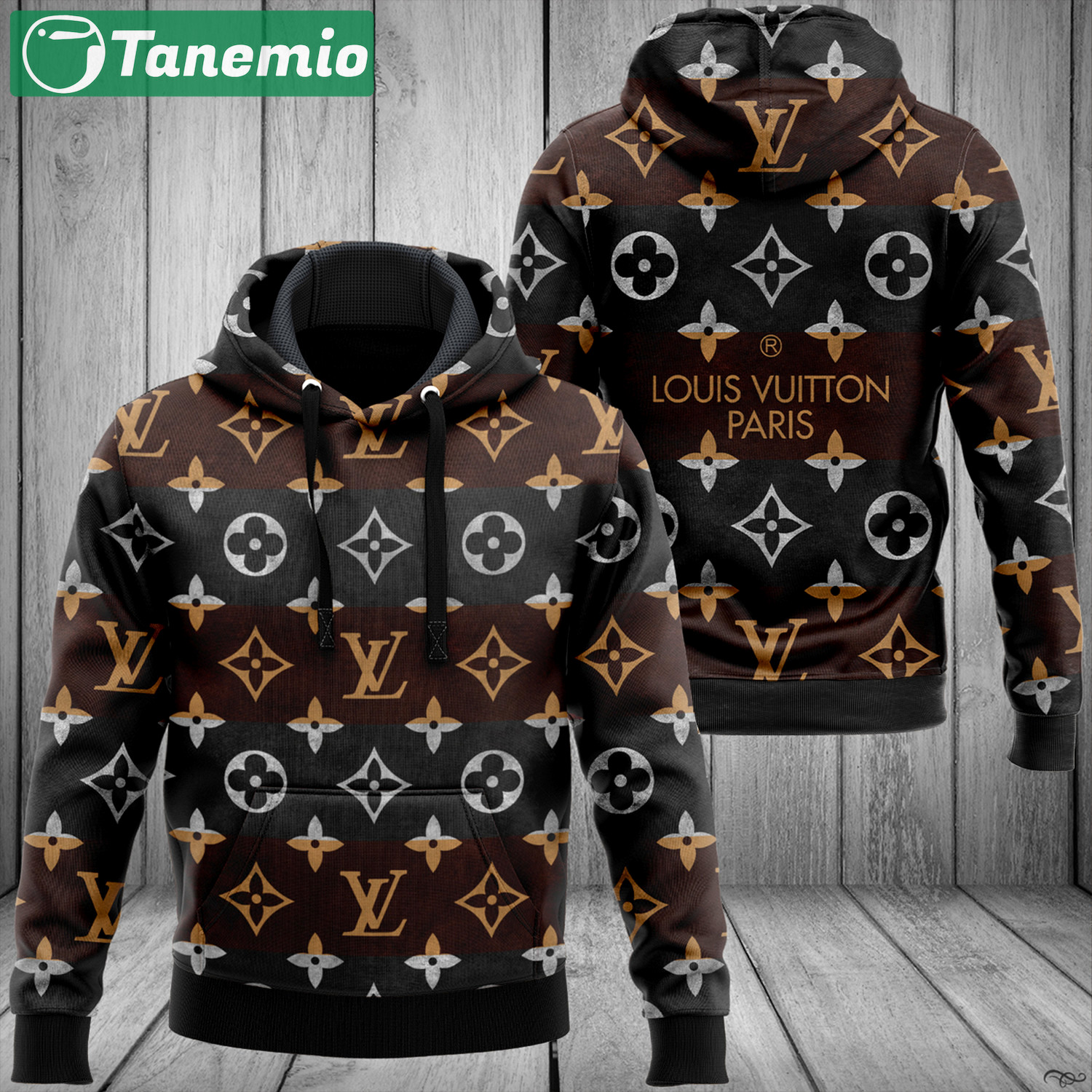 Louis vuitton grey brown fashionuxury brand hoodie foren women Zipper Hoodie 3D