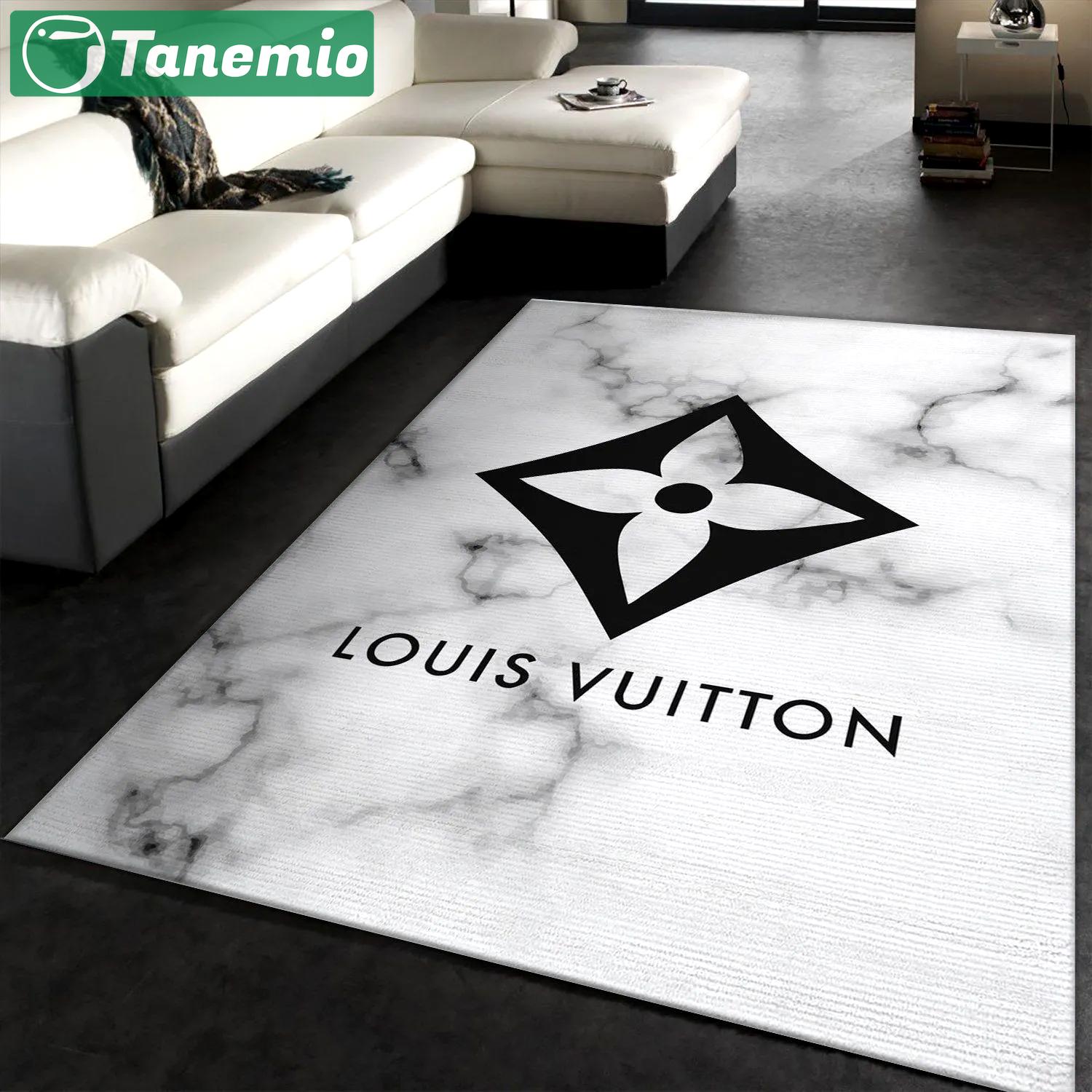 Louis vuitton logo type 781. Upgrade Your Living Room with Luxury Home Decor: Area Carpets, Floor Decor, Door Mats, and Hot Gift Items with style a High-End Fashion Brand Rectangle Rug