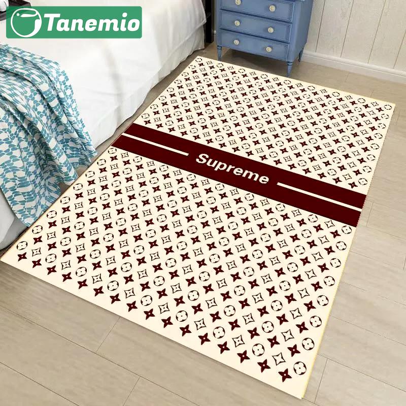 Louis vuitton lv beige logo type 888. Upgrade Your Living Room with Luxury Home Decor: Area Carpets, Floor Decor, Door Mats, and Hot Gift Items with style a High-End Fashion Brand Rectangle Rug