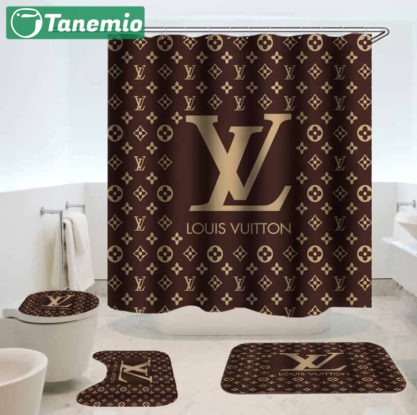 Louis vuitton lv brown hypebeast home decor luxury fashion brand bath mat bathroom sets Bathroom Set