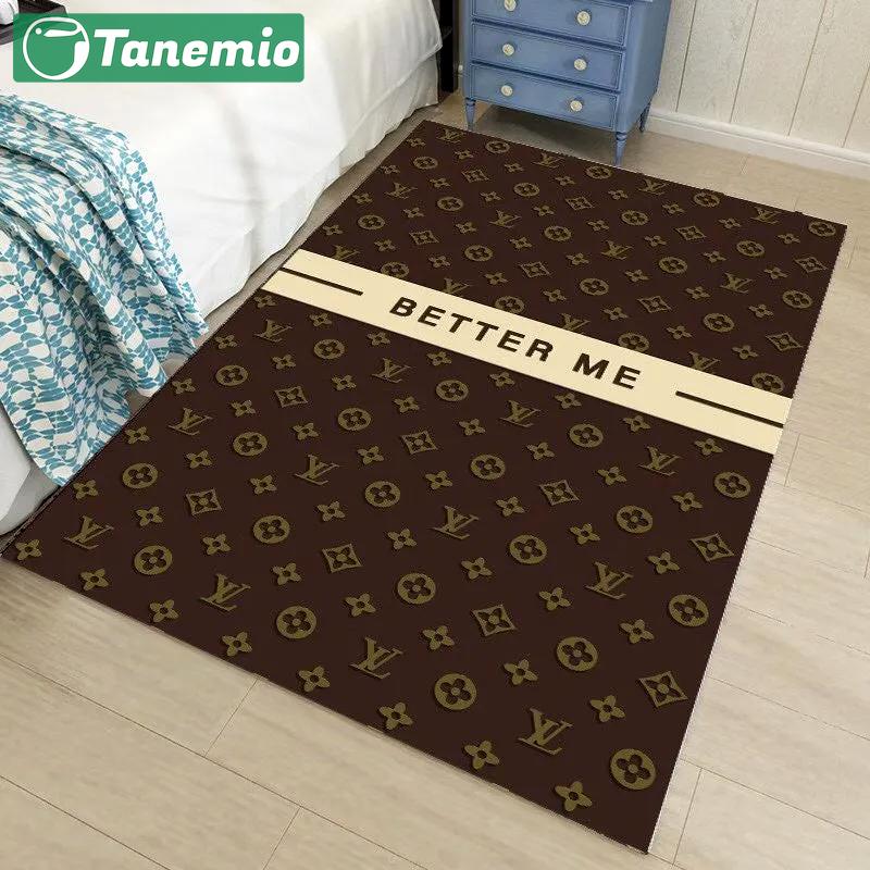 Louis vuitton lv brown logo type 886. Upgrade Your Living Room with Luxury Home Decor: Area Carpets, Floor Decor, Door Mats, and Hot Gift Items with style a High-End Fashion Brand Rectangle Rug