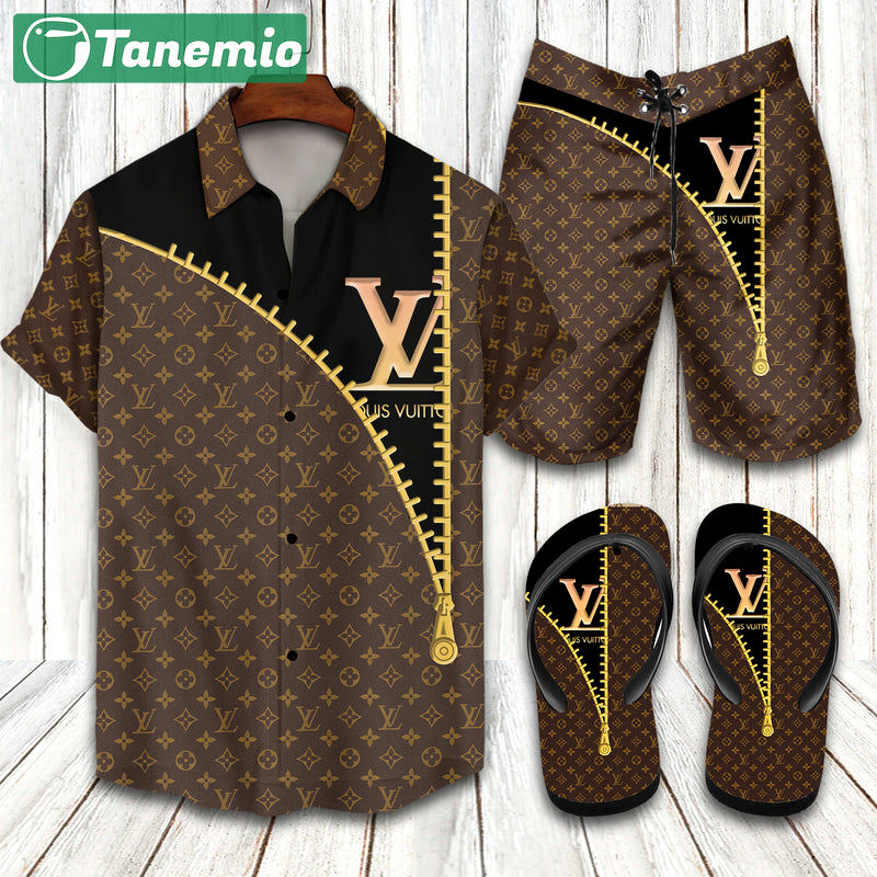 Louis vuitton lv flip flops and combo hawaii shirt Hawaii Shirt Shorts & Flip Flops
