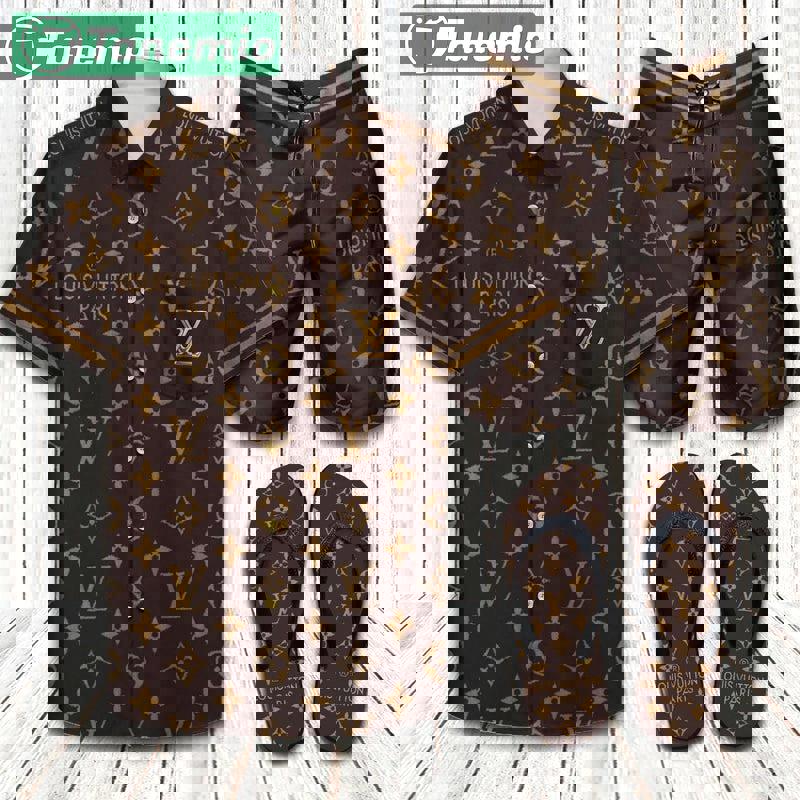 Louis vuitton lv flip flops and combo hawaii shirt shorts luxury brand summer outfit 7 Hawaii Shirt Shorts & Flip Flops