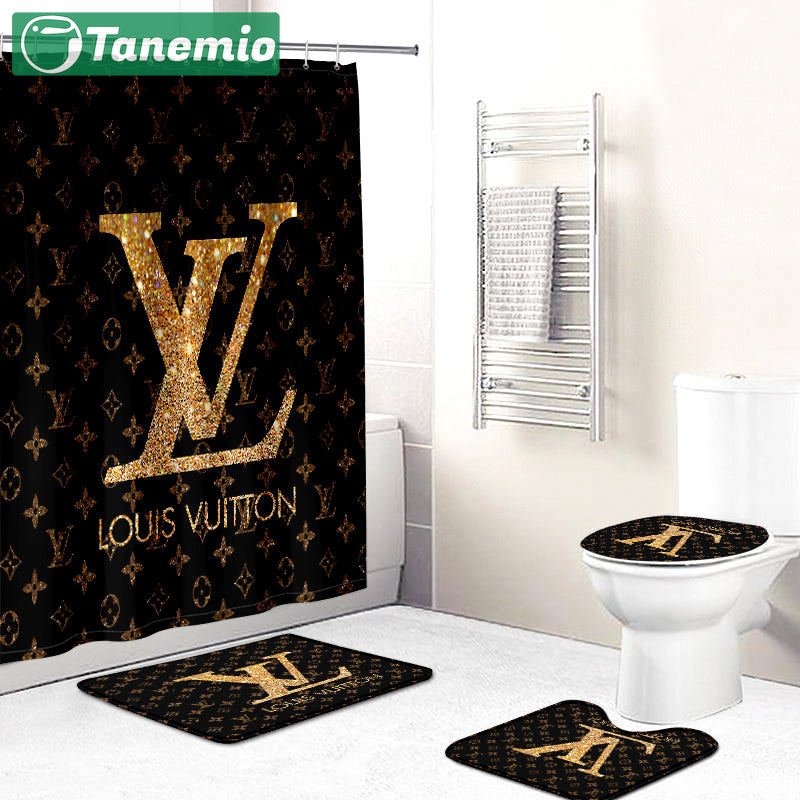 Louis vuitton lv glitter home decor luxury fashion brand bathroom sets hypebeast bath mat Bathroom Set