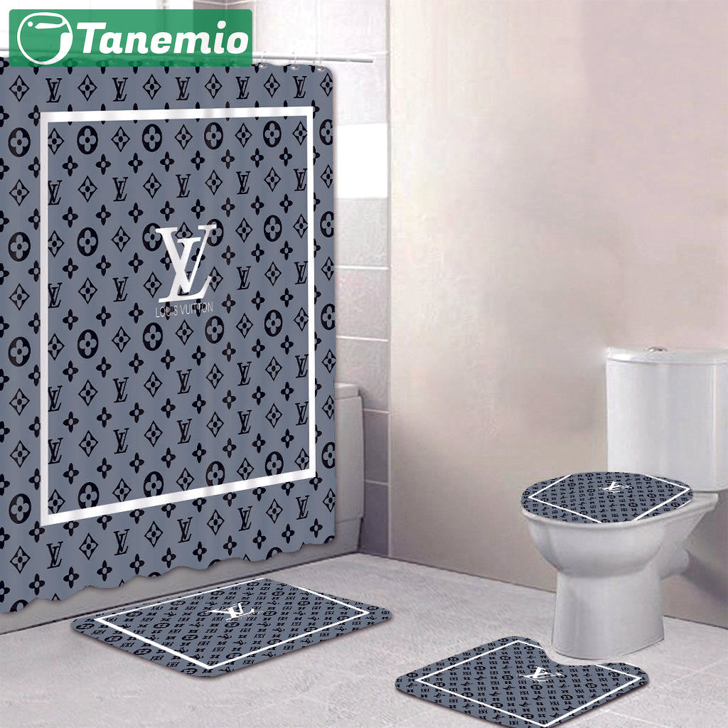Louis vuitton lv grey luxury fashion brand bath mat bathroom sets home decor hypebeast Bathroom Set