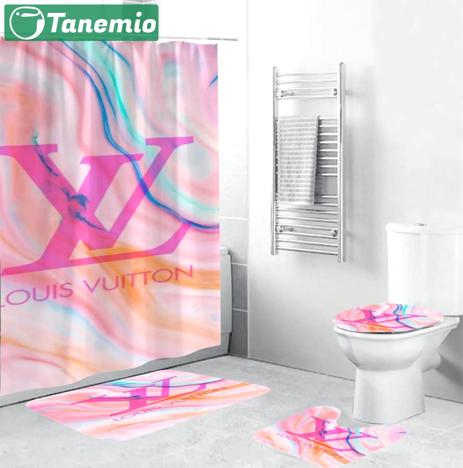 Louis vuitton lv louis vuitton bigin water color background bathroom set home decor bath mat hypebeast luxury fashion brand Bathroom Set