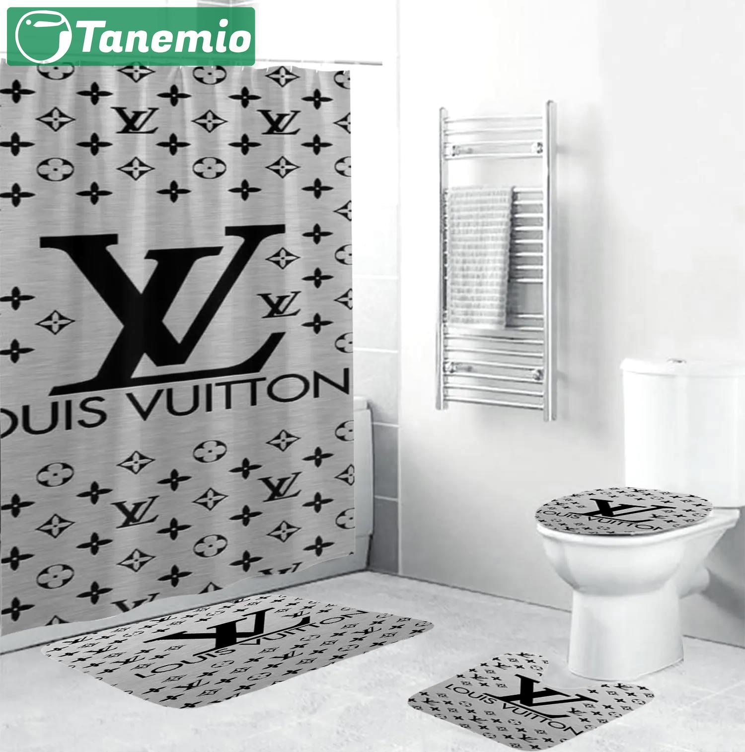 Louis vuitton lv louis vuitton bigmonogram in grey hypebeast luxury fashion brand bathroom sets bath mat home decor Bathroom Set
