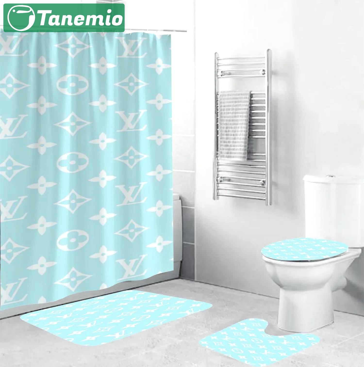 Louis vuitton lv louis vuitton blue jade monogram luxury fashion brand home decor hypebeast bath mat bathroom sets Bathroom Set