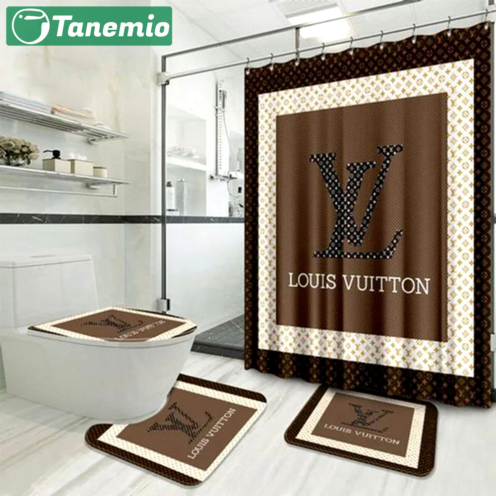 Louis vuitton lv luxury fashion brand bathroom sets home decor bath mat hypebeast Bathroom Set