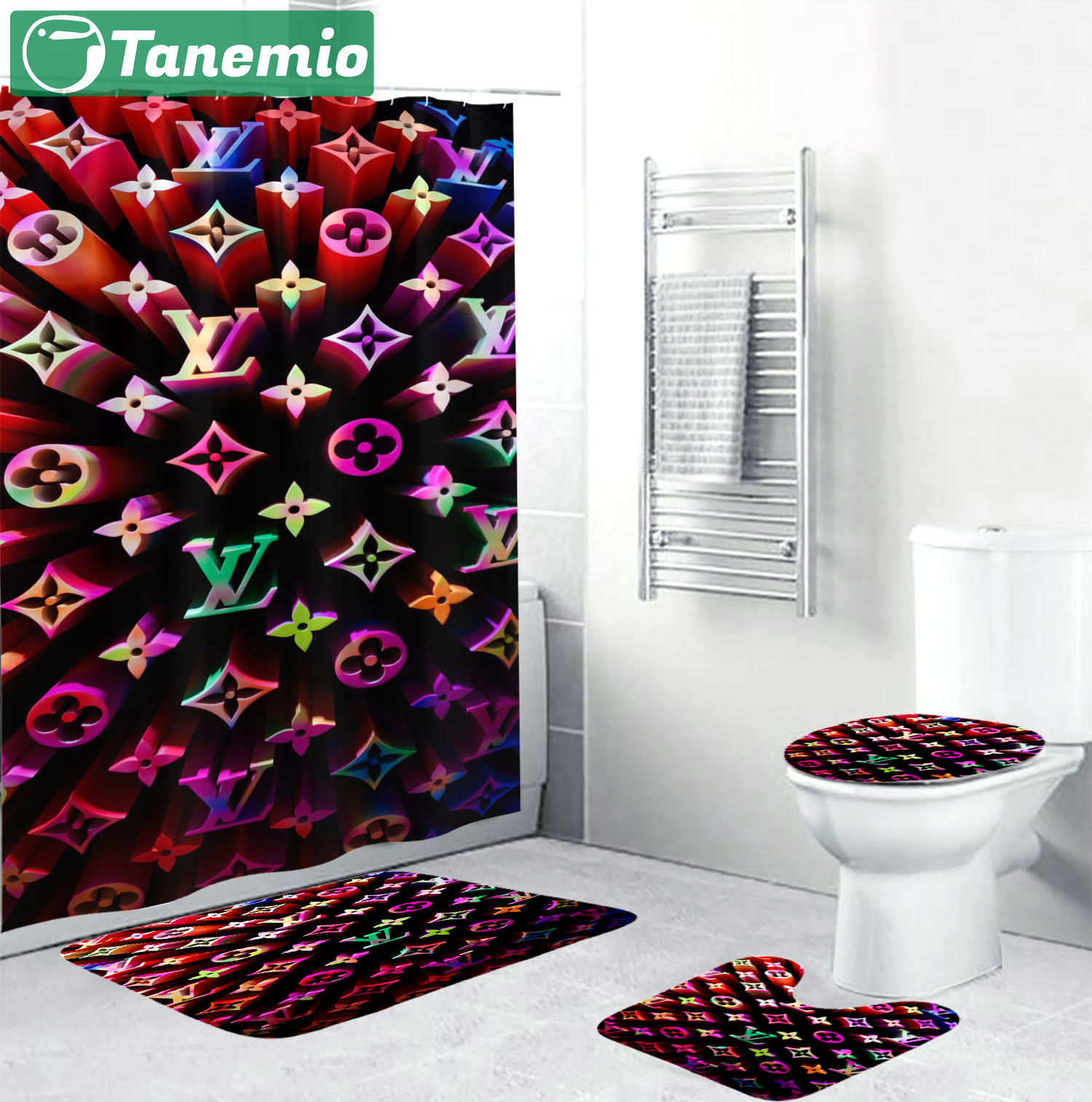 Louis vuitton lv multicolor bath mat luxury fashion brand hypebeast bathroom sets home decor Bathroom Set