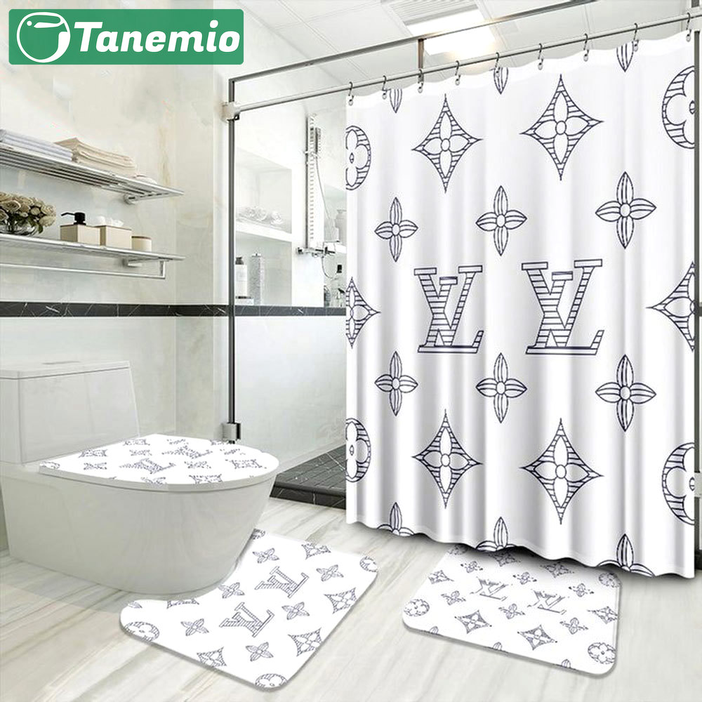 Louis vuitton lv white bathroom sets bath mat luxury fashion brand home decor hypebeast Bathroom Set